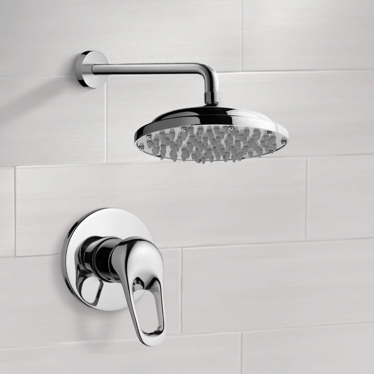 Remer SS1031 Chrome Shower Faucet Set with 9 Inch Rain Shower Head