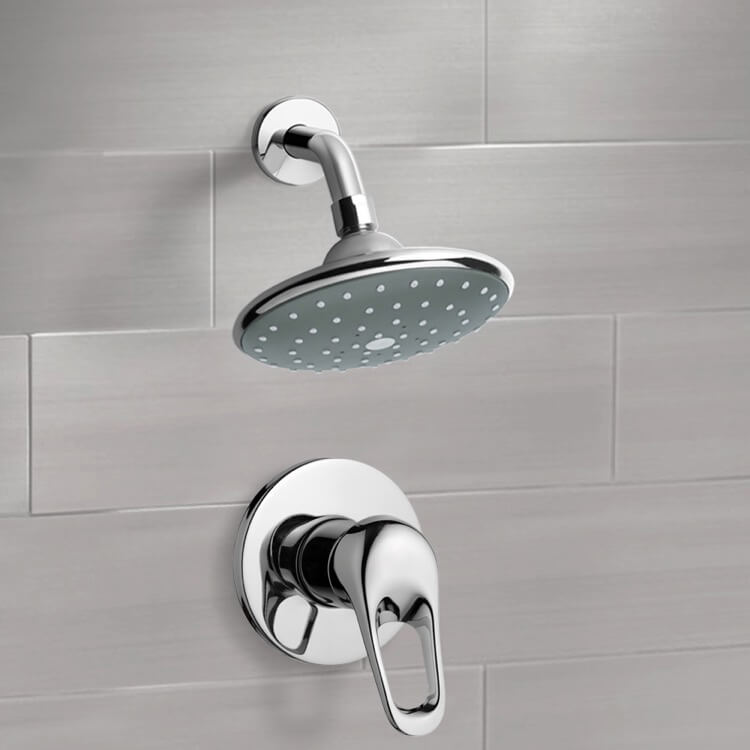 Remer SS1066 Chrome Shower Faucet Set with 6 Inch Rain Shower Head