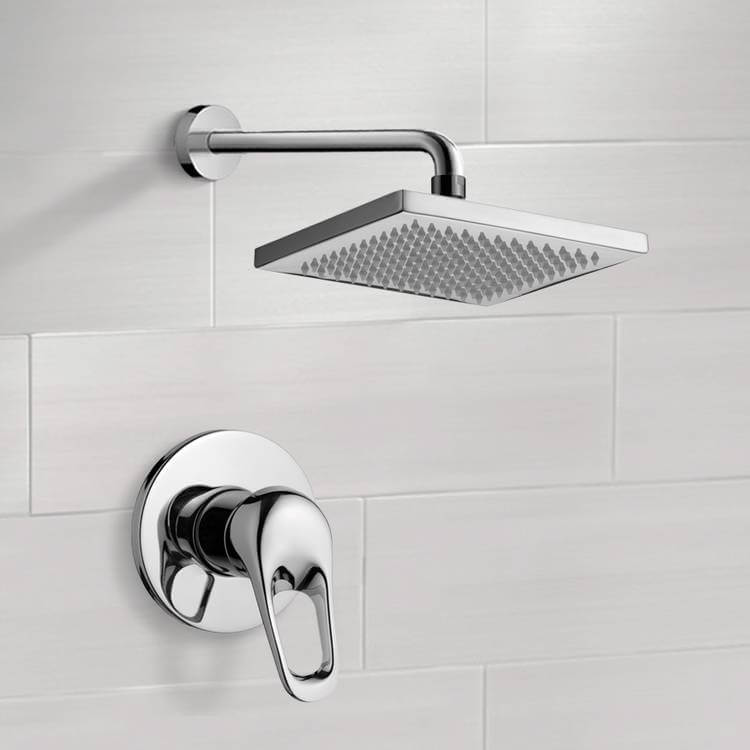 Remer SS1128-CR Chrome Shower Faucet Set with 8 Inch Rain Shower Head