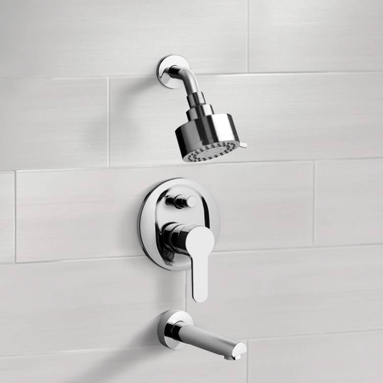 Remer TSF11 Chrome Tub and Shower Faucet Sets with Multi Function Shower Head