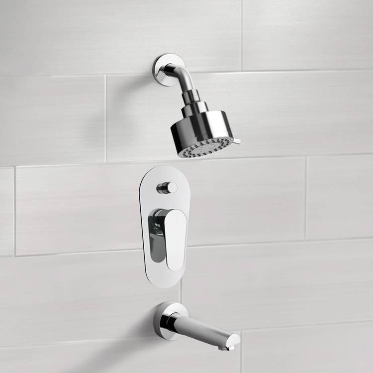 Remer TSF13 Chrome Tub and Shower Faucet Sets with Multi Function Shower Head