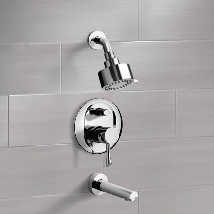 Remer TSF2083 Chrome Tub and Shower Faucet Sets with Multi Function Shower Head