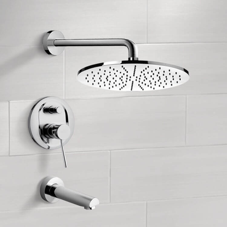 Remer TSF2145 Tub and Shower Faucet Sets with 12 Inch Rain Shower Head