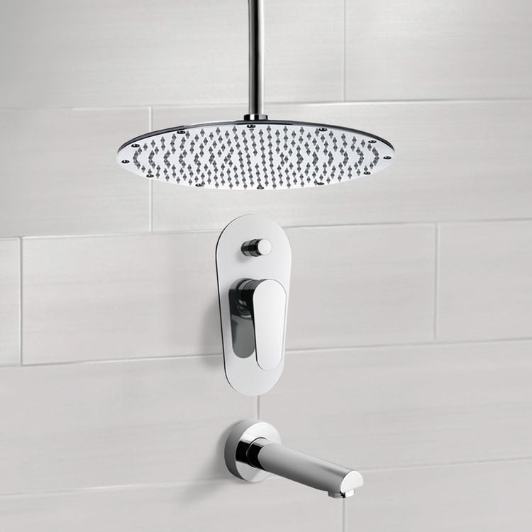 Tub And Shower Faucet Sets With Ceiling Shower Head