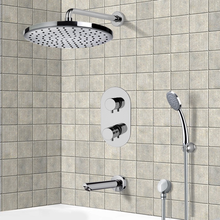 Chrome Thermostatic Tub And, Shower Attachment For Bathtub Faucet