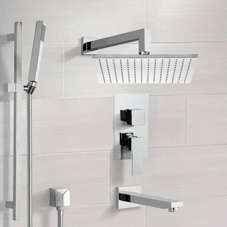 Remer TSR9509 Tub and Shower System with 12 Inch Rain Shower Head and Hand Shower