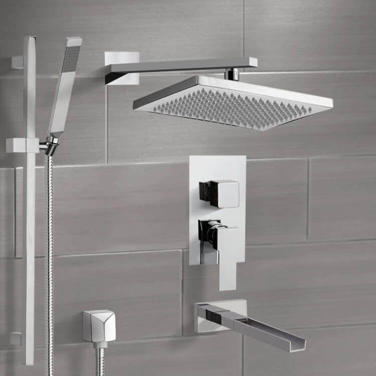 Remer TSR9543-CR Chrome Tub and Shower System with 9.5 Inch Rain Shower Head and Hand Shower