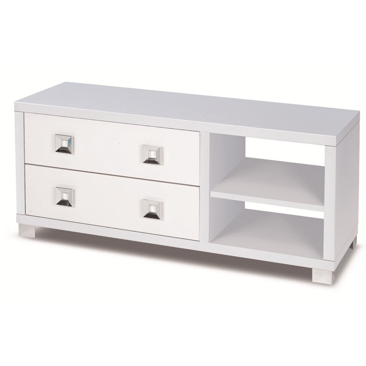 Cabinet, Sarmog 576-GW, Unique Glossy White Cabinet with 2 Drawers