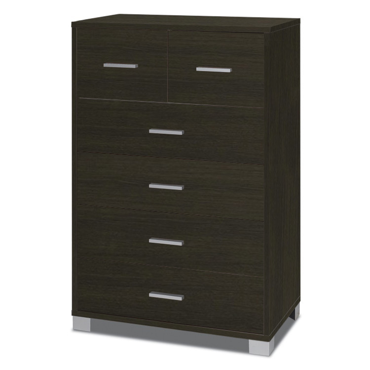 Sarmog 772-GO Decorative 6 Drawer Wood Cabinet with Chrome-Plated Feed and Handles