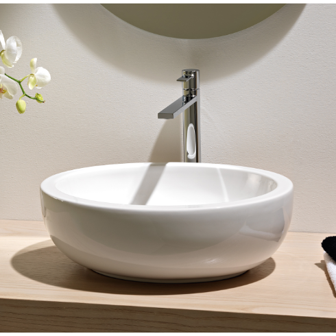 Scarabeo 8112-No Hole Oval Shaped White Ceramic Vessel Bathroom Sink