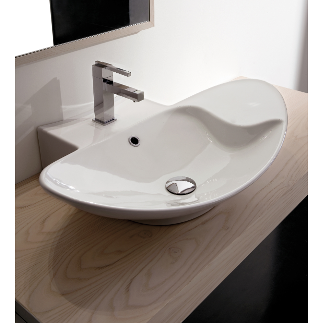Scarabeo 8201 By Nameek S Zefiro Oval Shaped White Ceramic Wall Bathroom Sink Scarabeo 8201 Oval Shaped White Ceramic Wall Mounted Or Vessel