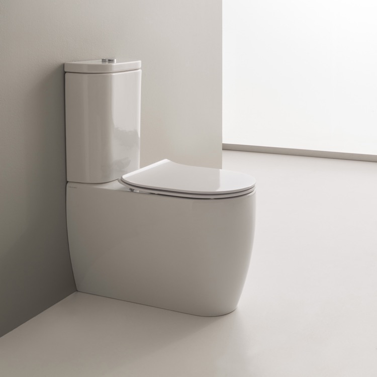 Scarabeo 5526 Modern Floor Standing Toilet, Ceramic, Rounded