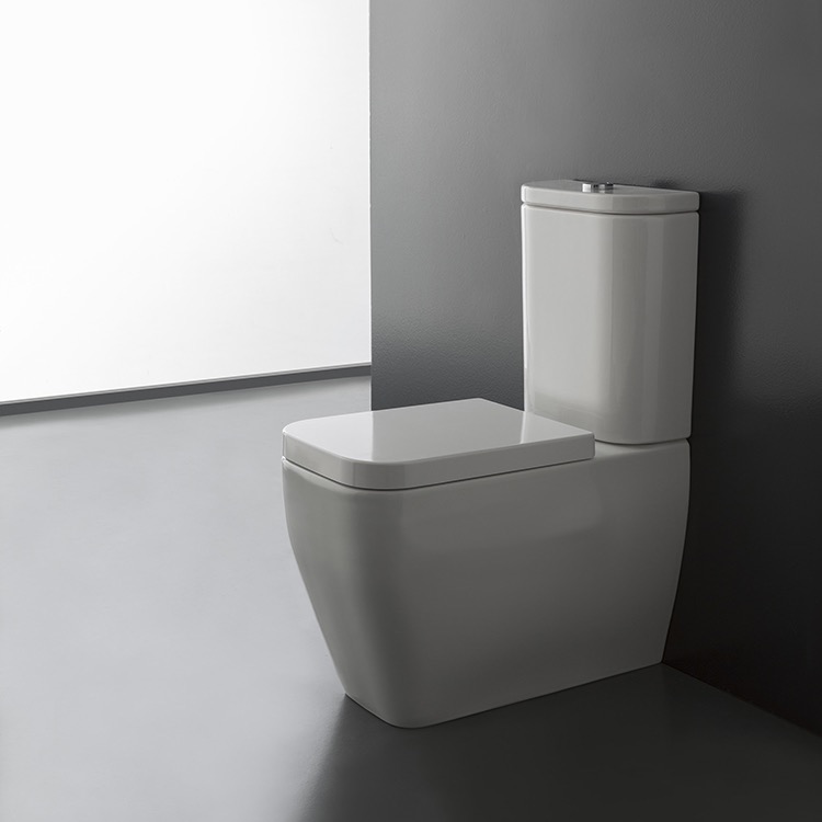 Scarabeo 8311 Modern Floor Standing Toilet, Ceramic, Squared