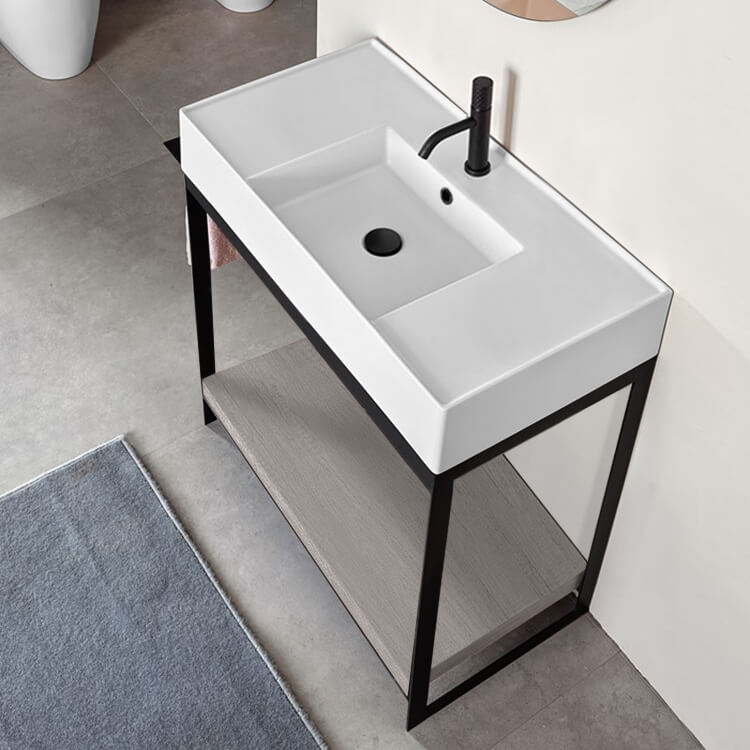 Console Sink Vanity With Ceramic, Ceramic Bathroom Vanity