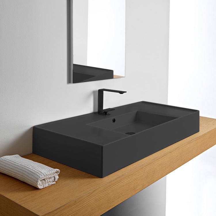 Matte Black Countertop Bathroom Set