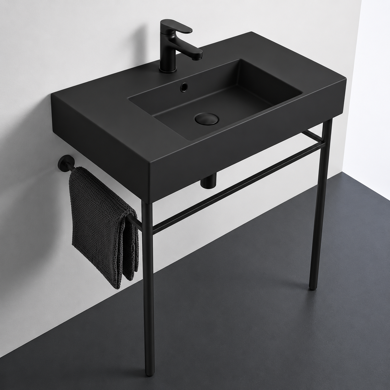 Console Bathroom Sink Black Modern Console Sink, 32 Inch Scarabeo 5123-49-CON-BLK