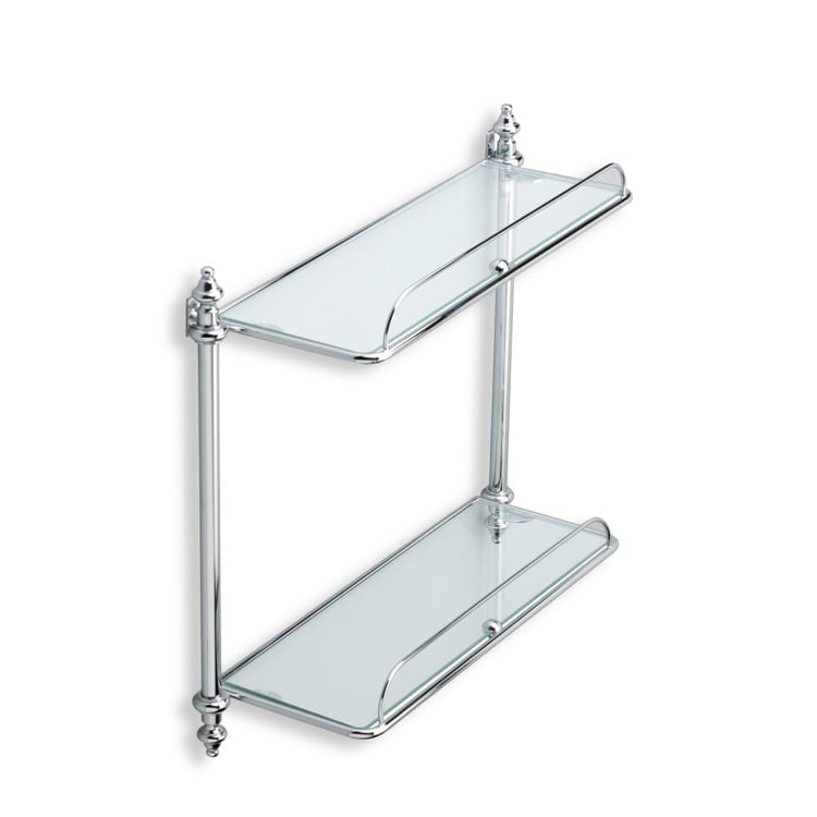 Polished Chrome Wall Mounted Double Glass Shower Shelf - Luxury Bath  Collection