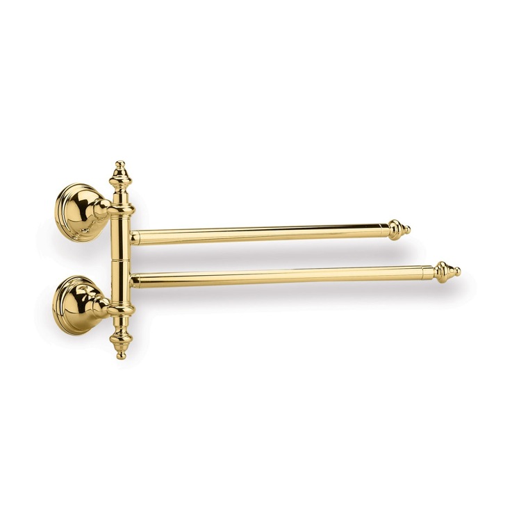 Towel Bar, StilHaus EL16-16, Gold Finish 15 Inch Classic Style Double Towel Bar with Swivel