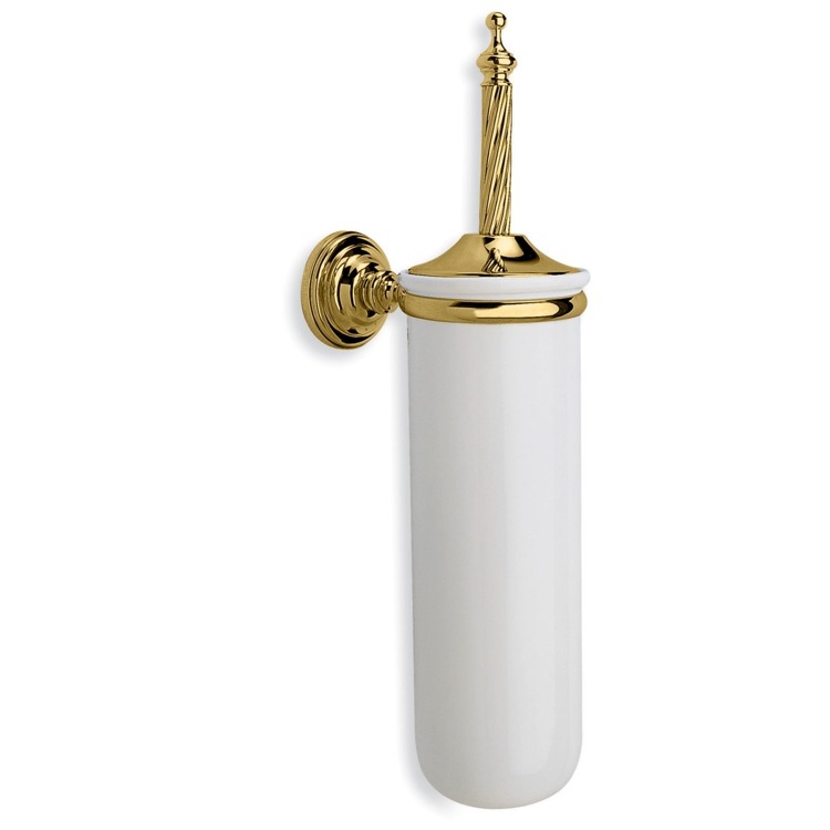 StilHaus G12-16 Toilet Brush Holder, Gold, Wall Mounted, Ceramic