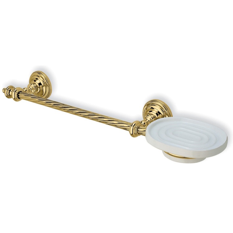 StilHaus G69-16 20 Inch Gold Finish Classic-Style Brass Towel Bar with Soap Dish