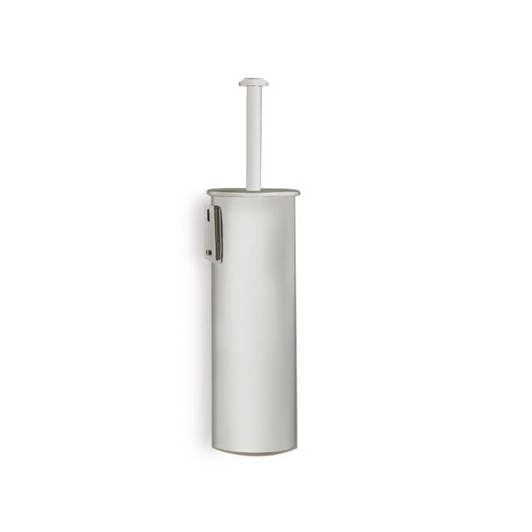 StilHaus ME039M-36 Toilet Brush Holder, Brushed Nickel, Wall Mounted, Rounded Brass