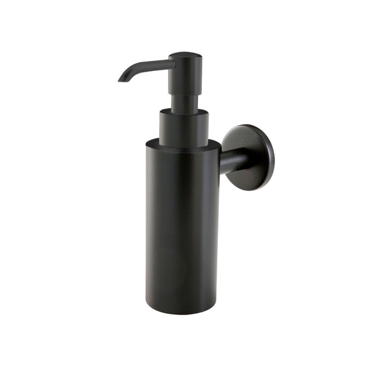Soap Dispenser, StilHaus ME30-23, Wall Mounted Round Black Soap Dispenser