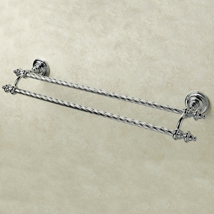 StilHaus G05.2-08 Double Towel Bar, 24 Inch, Classic-Style, Brass