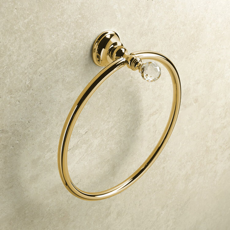 StilHaus SL07-16 Gold Finish Towel Ring with Crystal
