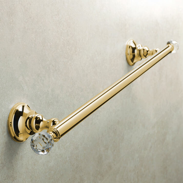 StilHaus SL45-16 Gold Finish Brass 20 Inch Towel Bar with Crystals