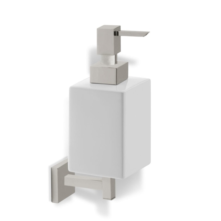 Stilhaus U30 36 By Nameek S Urania Satin Nickel Wall Mounted Square Satin Nickel Wall Mounted Square White Ceramic Soap Dispenser