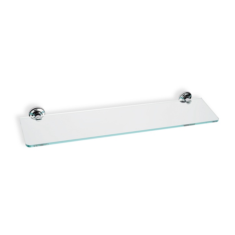 StilHaus SM04-08 Clear Glass Bathroom Shelf with Chromed Brass Holder