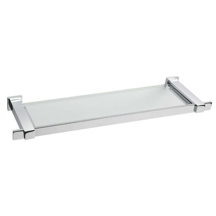 Windisch 85204cr By Nameek S Square 18 Inch Chrome Brass And Glass 18 Inch Chrome Brass And Glass Bathroom Shelf