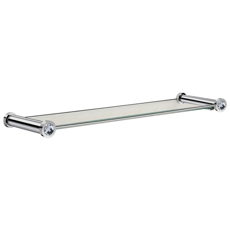 Windisch 85506CRB Chrome 25 Inch Glass Bathroom Shelf With White Crystals