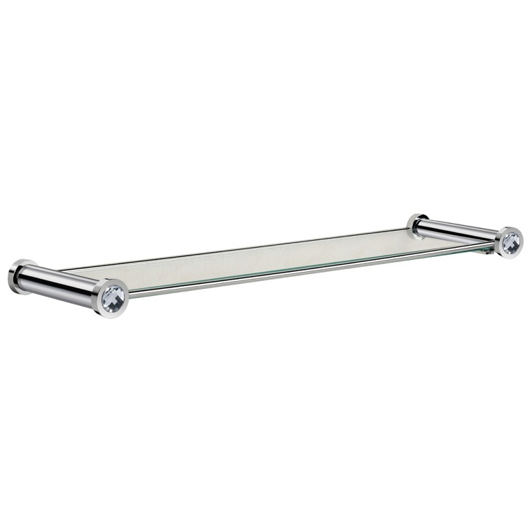 Bathroom Shelf Chrome 25 Inch Glass Bathroom Shelf With White Crystals Windisch 85506CRB