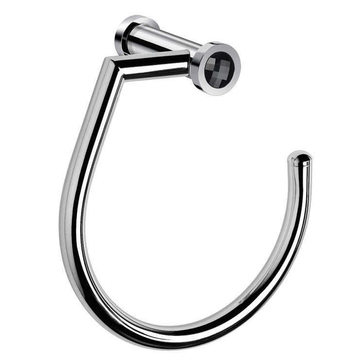 Windisch 85514CRN Large 7 Inch Chrome Finished Towel Ring With Black Crystal