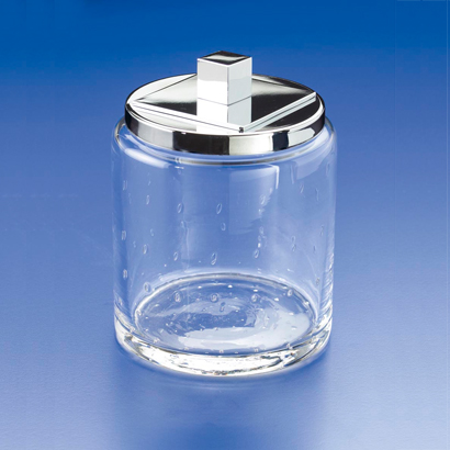 Windisch 88118-CR Round Bubbled Crystal Glass Cotton Ball Jar
