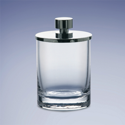 Windisch 881241-CR Round Clear Glass Cotton Swab Jar