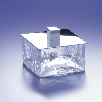 Windisch 88127-CR Square Crackled Crystal Glass Bathroom Jar