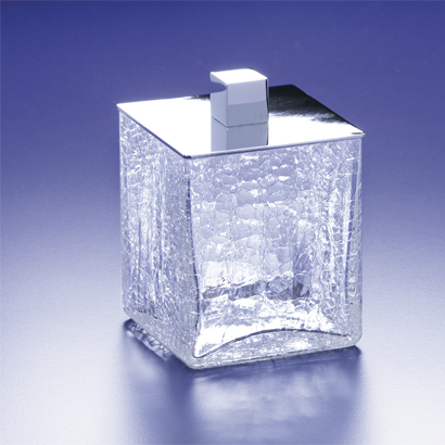 Windisch 88128-CR Square Crackled Glass Cotton Swab Jar