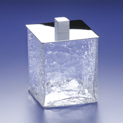 Windisch 88129-CR Square Crackled Crystal Glass Cotton Ball Jar