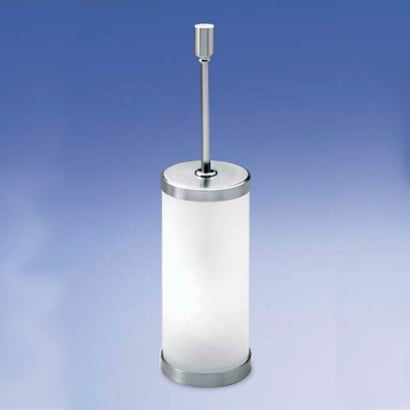 Toilet Brush, Windisch 89118M-CR, Frosted Crystal Glass Toilet Brush Holder with Brass Handle