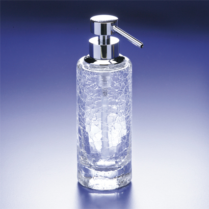 Windisch 90414-CR Rounded Tall Crackled Crystal Glass Soap Dispenser