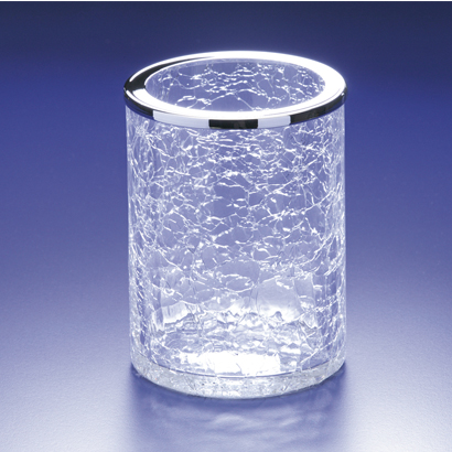 Windisch 91126-CR Round Crackled Glass Toothbrush Holder