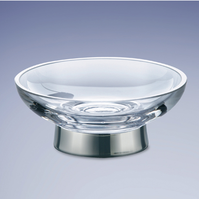 Windisch 921311-CR Free Standing Round Glass Soap Dish