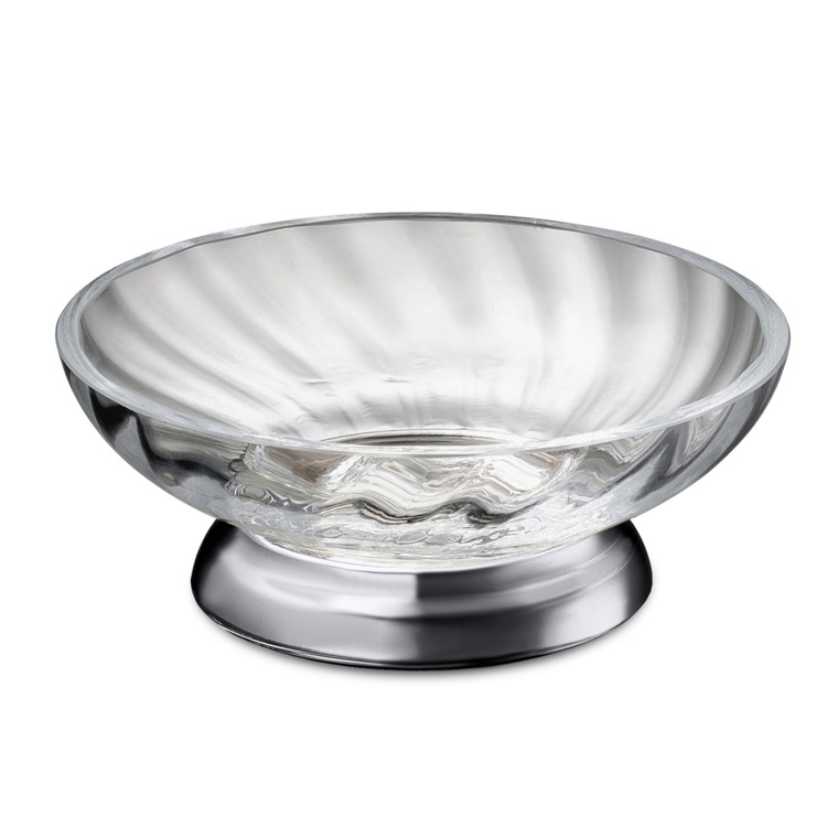 Windisch 92801CR Twisted Glass Soap Dish With Chrome Base