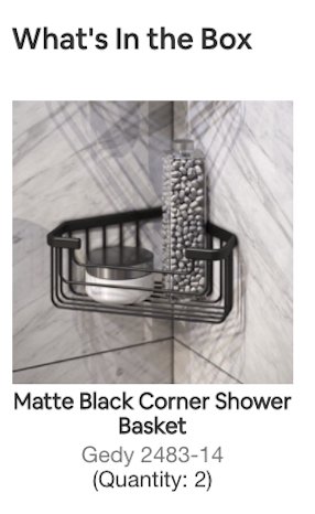 Matte Black Corner Shower Basket Wire Gedy 2483-14 by Nameeks