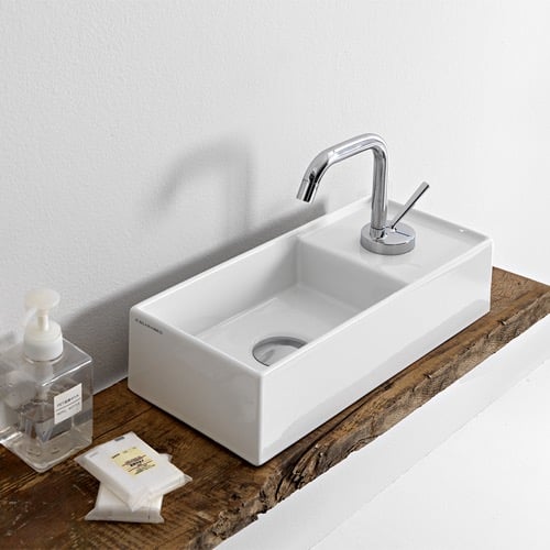 Rectangular Small White Ceramic Vessel Sink Scarabeo 5129